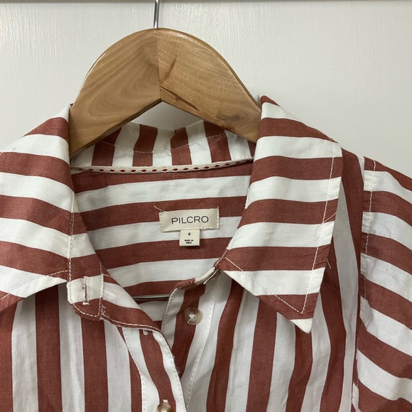 Anthropologie Top Small Womens Pilcro Bailey Boyfriend Batwing Striped Shirt - Picture 7 of 7